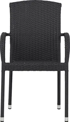 Image de Anita chaise de jardin polyrattan empilable noir.
