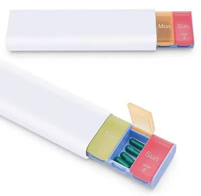 Immagine prodotto di Contenitore per compresse, con 7 scomparti colorati, bianco/multicolore, per un utilizzo di 7 giorni