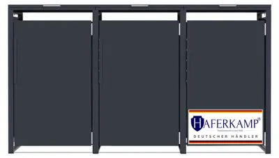 Produktbild von Mülltonnenbox 3er KUBUS | HxBxT 116x199x80 cm | für 3x 240-Liter-Tonnen | Verzinkter Stahl | Anthrazit