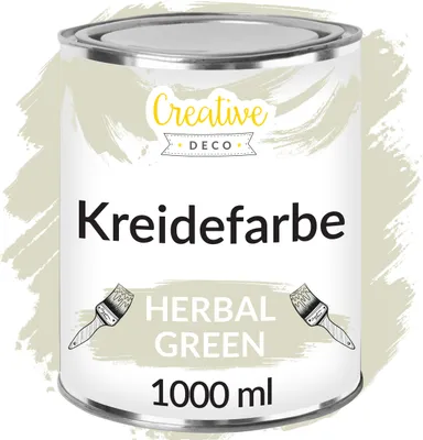 Produktbild von Creative Deco Hellgrün Kreidefarbe für Möbel 1000 ml | Möbellack, Möbelfarbe | Für Landhaus, Vintage-Stil, Decoupage, Möbel-Renovierung | Matt Abwaschbar | Wisch-Effekt Gradient-Effekt möglich