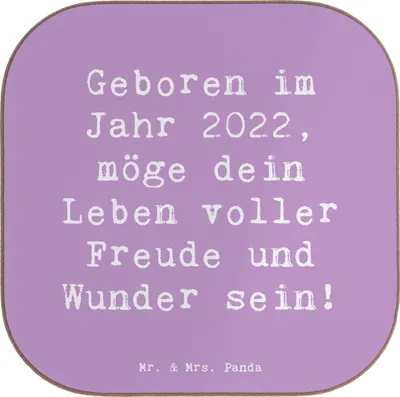 Produktbild von Mr. & Mrs. Panda Untersetzer für Gläser Spruch 2022 Geburtstag - Lavendeltraum - Geschenk, Happy Birthday, Geburtstagsgeschenk, Glückwünsche zur Geburt, Tassenuntersetzer