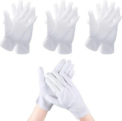 Immagine prodotto di 3 paia di guanti bianchi in cotone - guanti da uomo impermeabili e ignifughi - indicati per la dermatite atopica e la protezione dalle ustioni.