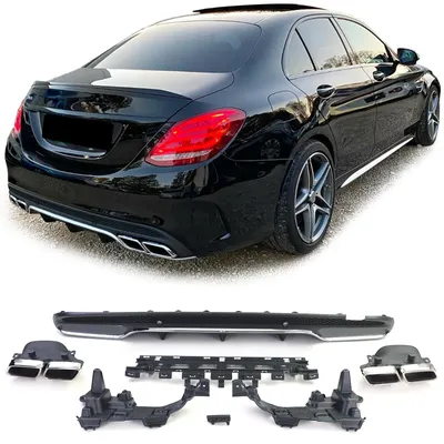Für Mercedes C-Klasse W205 S205 14-18 Heckdiffusor Stoßstange + Endrohre 4 Rohr in der Farbe von Carparts-Online GmbH