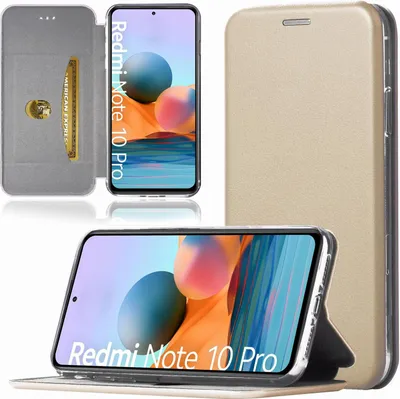 Produktbild von Handy Schutz Hülle für Xiaomi Redmi Note 10 Pro / Note 10 Pro Max Handytasche mit Magnetdeckel Kartenfach und Standfunktion Klapphülle Gold