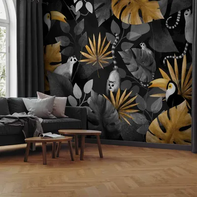 Produktbild von Selbstklebende Folie Fototapete - Happy lemurs 441x315 cm Blumen b-A-10025-a-c