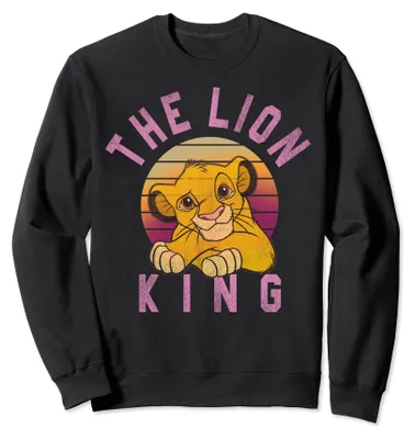 Immagine prodotto di Felpa a maniche lunghe, stile "Il Re Leone" di Disney, con motivo a strisce e colori ispirati al tramonto, raffigurante Simba