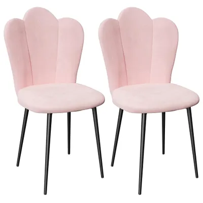 Produktbild von Esszimmerstühle 2er-Set gespolsterter Samt Küchenstuhl Rosa