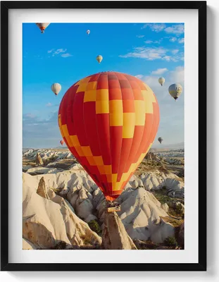 Produktbild von Fliegende Ballons– Wandbild mit Rahmen – Gerahmtes Bild  – Wanddekoration – 60x80 cm –  Schwarz Rahmen