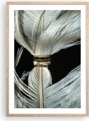 Produktbild von Gerahmtes Poster - Rahmen in heller Eiche - Feder Romantik Ehe - 50x70 cm - Wand Bild - Wanddeko - Wandbilder - Kunstposter - Wandposter - Bilderrahmen - Bilder - Kunstdruck - P2NPA50x70-4909