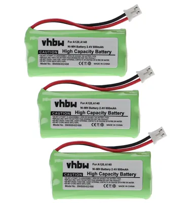 Produktbild von vhbw 3x Akku kompatibel mit Siemens Gigaset Q063 schnurlos Festnetz Telefon (800 mAh, 2,4 V, NiMH)