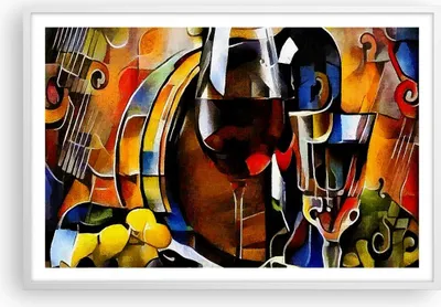 Produktbild von Gerahmtes Poster - Weißer Rahmen - Wein Abstraktion - 91,5x61 cm - Wand Bild - Wanddeko - Wandbilder - Kunstposter - Wandposter - Bilderrahmen - Bilder - Kunstdruck - Wandbild - P2WAA91x61-3477
