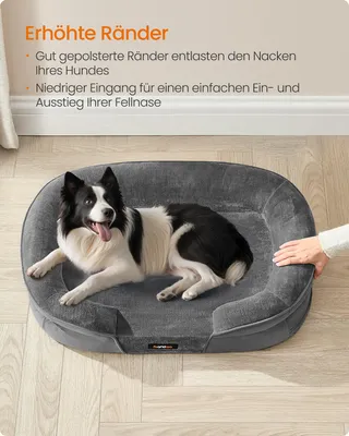 Produktbild von Hundebett, Hundekissen, wasserdichte Innenschicht, erhöhte Ränder, abnehmbarer, waschbarer Bezug, schiefergrau