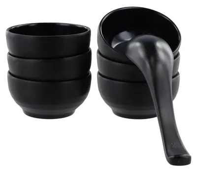 6er-Set Keramik-Schälchen, 90 ml, Schwarz, stapelbar