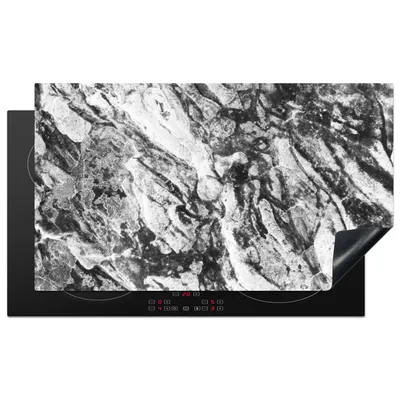 Obrázok produktu pre KitchenYeah® Kryt varnej dosky čierno - biely - žula - kamene, 90x52cm, kuchynská dekorácia, keramický kryt varnej dosky, krycia doska na varnú dosku