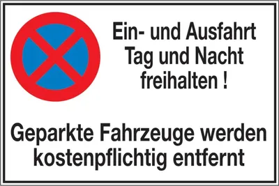 Produktbild von SafetyMarking Parkverbotsschild Alu B600xH400 mm Ein-und Ausfahrt freihalten