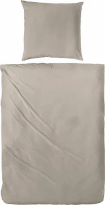 Produktbild von Hahn Seersucker Bettwäsche Premium Beige Uni 100% Baumwolle Reißverschluss Bettbezug Kissenbezug Bettgarnitur Bettwäsche-Set 135x200 cm