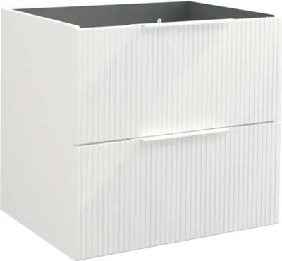 Produktbild von Jungborn Waschbeckenunterschrank QUATTRO BxHxT 60 x 55 x 46 cm Frontfarbe weiß matt geriffelt inkl. Einzelsiphon und Gri