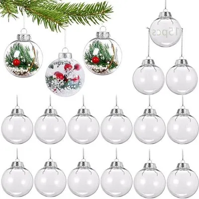 Immagine prodotto di Palline natalizie, 15 pezzi, 6 cm - Plastica trasparente, portacandele per albero di Natale e decorazioni