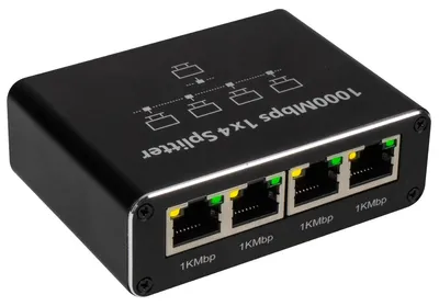 Productafbeelding van Nuvance Internet Splitter - 4 Poorten - Netwerk Switch - tot 1000Mbps - Netwerk Splitter - RJ45 Cat5 Cat6 LAN UTP Ethernet