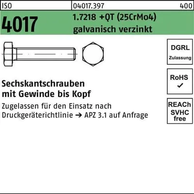 Produktbild von Sechskantschraube ISO 4017 VG M 24 x 60 1.7218 +QT (25CrMo4) galvanisch verzinkt