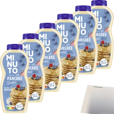 Produktbild von Minuto Shaker American Pancake Mischung für Pfannkuchen Amerikanischer Art 6er Pack (6x219g Shaker) + usy Block