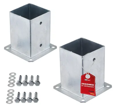 Produktbild von SOTECH Bodenhülse 100 x 100 mm feuerverzinkt – Pfostenträger zum Einbetonieren (2 Stück)
