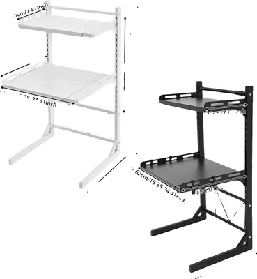 Produktbild von Mikrowellenregal, verstellbares Design, hohe Tragfähigkeit, schwarz