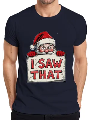 Zdjęcie produktu dla I SAW THAT Śmieszna koszulka męska Santa Claus Christmas Gift Father Christmas, granatowy, L