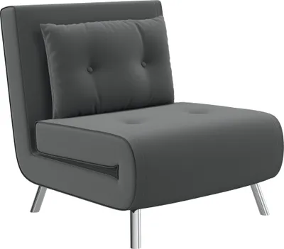 Zdjęcie produktu dla Fortuna Lai Fotel rozkładany z funkcją łóżka Ciemnoszary 77x88x83cm, wygodna pojedyncza sofa z poduszkami dla gości