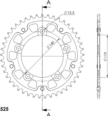 Produktbild von Stealth-Kettenrad Supersprox 525 - 45Z (gold) RST-1790:45-GLD|ID 119,0 LK 140,0 5-Loch