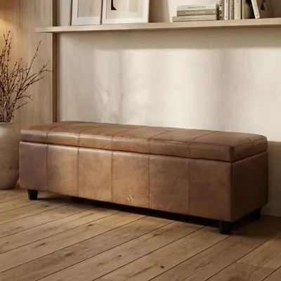 Immagine prodotto di Cassapanca Kriens, panca, tessuto/tessuto, 45x114x45cm ® ~ Similcuoio scamosciata