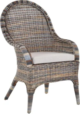 Produktbild von KRINES HOME  Bequemer Rattansessel mit hoher Rückenlehne Rattan Rattanstuhl Lounge mit Breiten Armlehnen (Mehrfarbig, mit Polster)