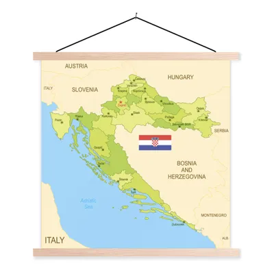 Obrázek produktu pro MuchoWow® Textilní plakát - Mapa Chorvatska s vlajkou - 90x90cm - S hnědými lamelami