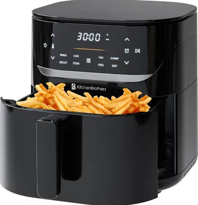 Produktbild von KitchenBrothers Heißluftfritteuse XL 5L - Airfryer 1500W - 80°C bis 200°C - 8 Kochprogramme - Schwarz