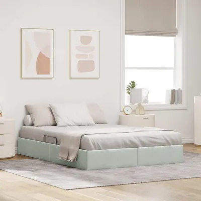 Obrázok produktu pre Maison Exclusive – Ottomanský rám postele s úložným priestorom, svetlošedý, 140 x 200 cm, zamat