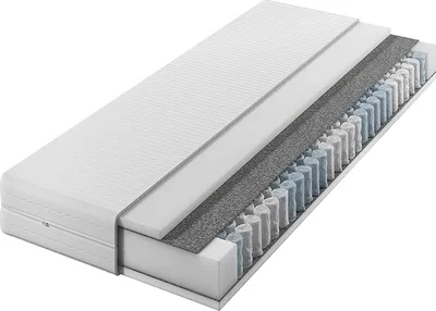 A cutaway view of a mattress showing its internal layers.