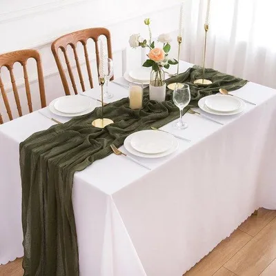 Immagine prodotto di Runner da tavola verde oliva, 4 m 80 cm, tessuto