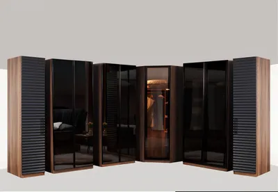 Produktbild von Schlafzimmer Möbel Moderner Eckschrank r Holz Kleiderschrank