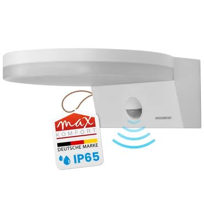 Produktbild von LED Außenwandleuchte Zirkon, weiß mit Bewegungsmelder, Neutralweiß 4000K, 15W, IP65, 1600lm, 120° Abstrahlwinkel, Sensor 140° Reichweite 9m