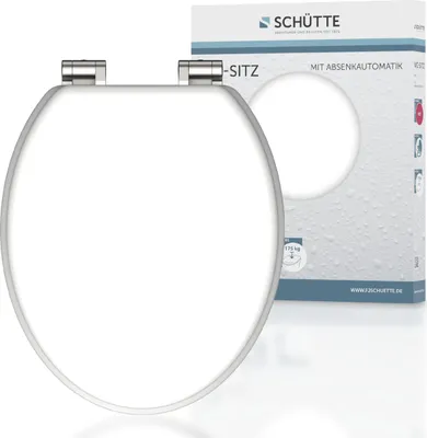 Produktbild von SCHÜTTE MDF WC Sitz SPIRIT WHITE, Toilettendeckel mit Absenkautomatik, Klobrille mit Holzkern, Toilettensitz Weiß, WC Deckel