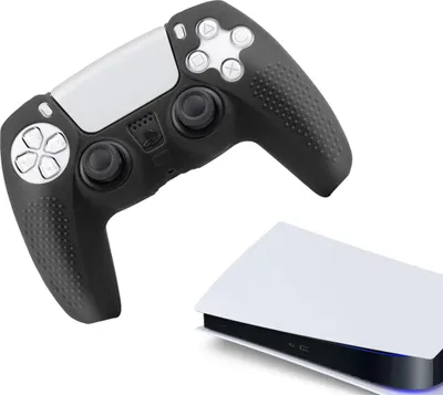 Immagine prodotto di Custodie e skin per PS5, PlayStation 5 - Custodia per videogiochi ad alte prestazioni - Coperture morbide - Accessori per controller antiscivolo - Grip Nero