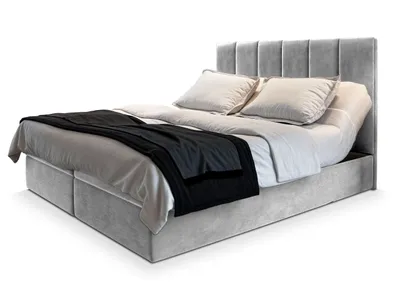 Produktbild von Masseno Boxspringbett BARINO 140x200 cm Komplett-Set mit Bonell Matratze und Topper, Polsterbett mit Bettkästen -Hellgrau, PAROS 05