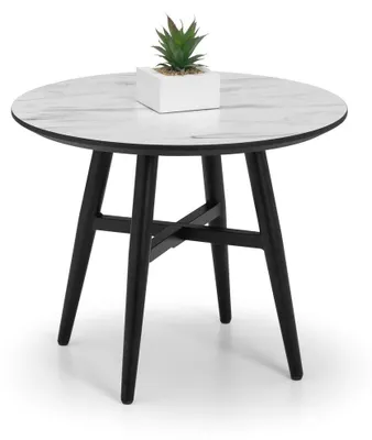 Lampentafel mit Marmoreffekt, rund, 60x60x49 cm, weiß