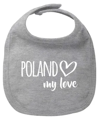 Produktbild von Huuraa Baby Lätzchen Poland my love Heather Grey Klettverschluss Baumwolle Latz Geschenkidee