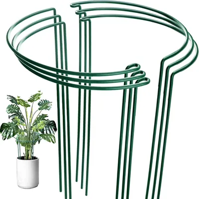 Produktbild von 6er-Pack Pflanzenstützen, Metall-Pflanzenstäbe für den Garten, Hohe Pflanzenstützringe für den Außenbereich, Große Pflanzenstützen für Pfingstrosen, Tomaten, Gemüse, Hortensien, Rosen, Kletterblumen. 6er-Pack Pflanzenstützen, Metall-Pflanzenstäbe für den Garten, Grüne halbrunde Pflanzenstützringe für Topfpflanzen, Pflanzenkäfig für Tomaten, Hortensien, 6er-Pack Pflanzenstützen, Metall-Pflanzenstützen für den Garten, Pflanzenkäfig, Pflanzenstützring, Pflanzenstützstab für Tomaten, Hortensien, Zimmerpflanzen.