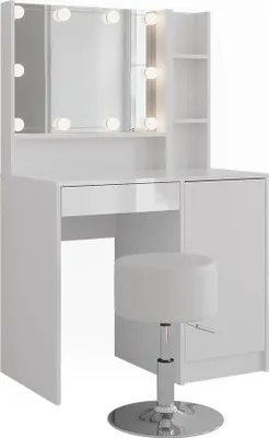 Produktbild von Schminktisch Vicco Sherry Weiß/Weiß Hochglanz 89.8 cm 5 Teile, Model 57707