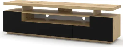 Obrázek produktu pro Televizní stolek EVA 180 cm Televizní stolek Příborník s dvojitou deskou Televizní komoda HiFi stolek Dub Artisan / černý mat (bez osvětlení)