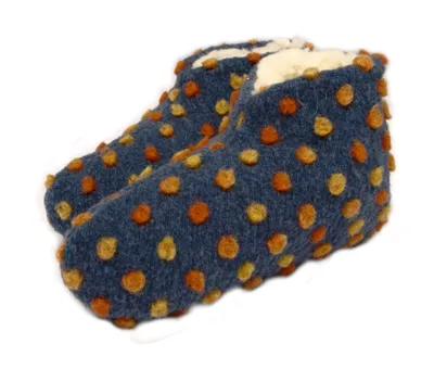 Produktbild von Bettschuhe Wolle Noppen blau blau