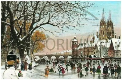 Immagine prodotto di Calendario dell'Avvento con motivo raffigurante la città di Ratisbona, 38x26 cm, illustrato