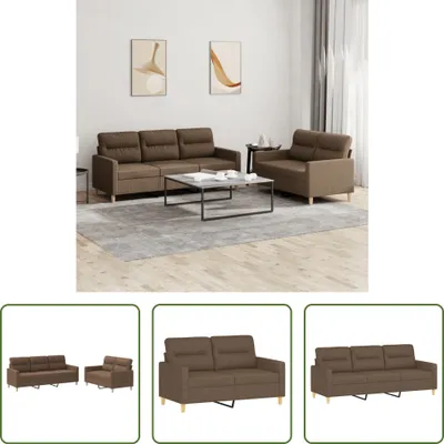 Produktbild von The Living Store 2-tlg. Sofagarnitur mit Kissen Braun Stoff